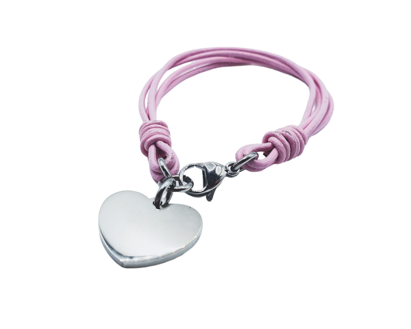 Damen-Gravur-Armband mit Herzanhänger Rosa