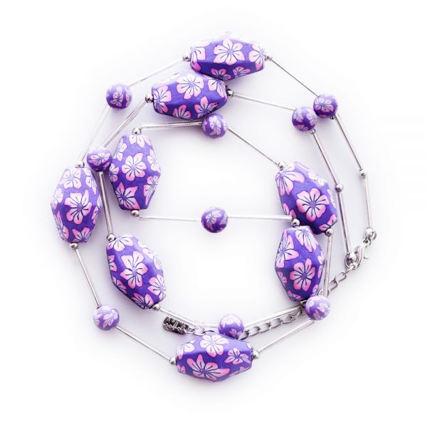 Halskette »Bone China« in lila-pink