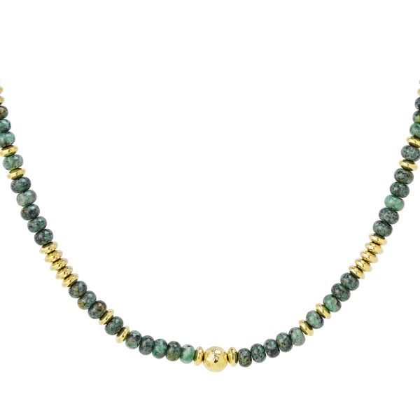 Halskette mit mehrfarbigen steinperlen grün & gold