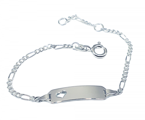 Babyarmband mit Gravur aus 925 Silber Figaro Armband
