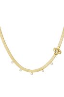Flache, klobige Halskette mit Blumenanhänger – Gold "Clara"