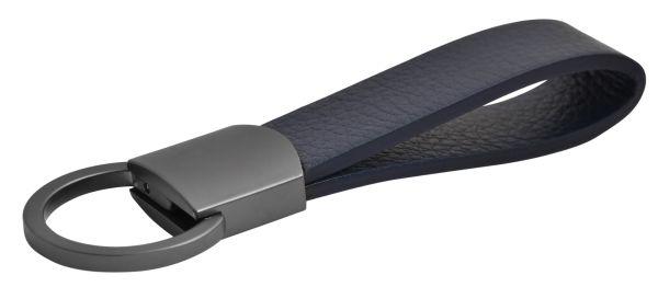 Gravur Edelstahl Schlüsselanhänger mit Echtlederband Blau personalisiertes Geschenk